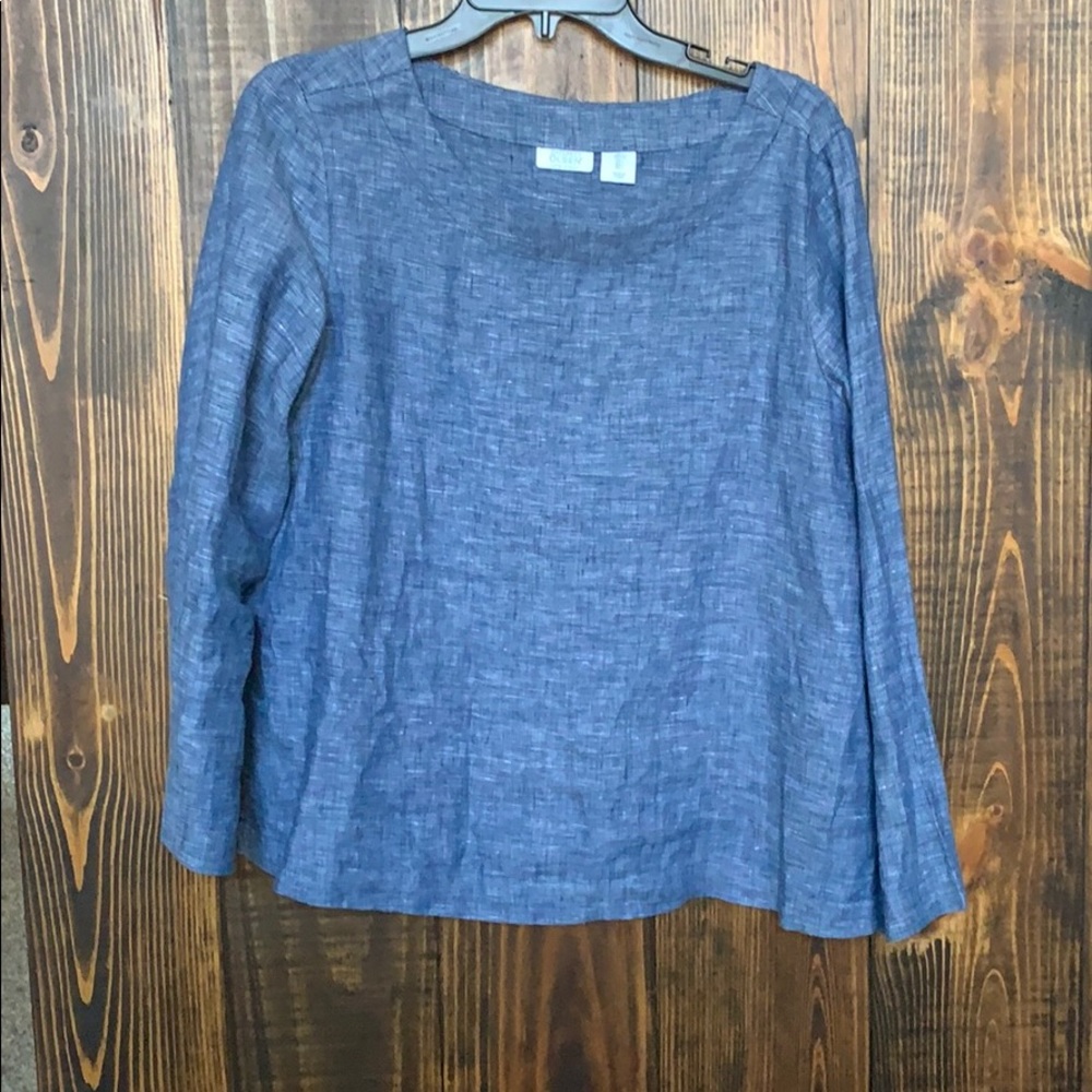 Top, linen, blue